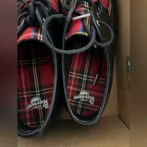 Dr. Martens Willis Black Tartan Red Plaid Leather Derby Lace Up Loafers - Picture 9 of 10